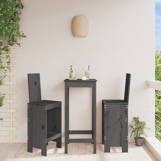 Bar stools 2 pcs gray 40x42x120 cm solid pine wood