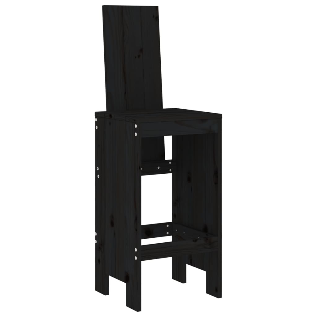 Bar stools 2 pcs black 40x42x120 cm solid pine wood