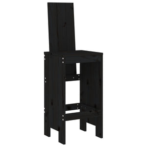 Bar stools 2 pcs black 40x42x120 cm solid pine wood