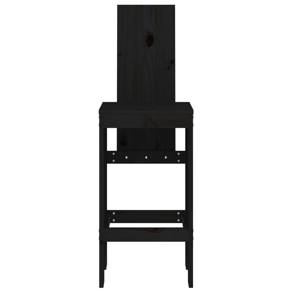 Bar stools 2 pcs black 40x42x120 cm solid pine wood