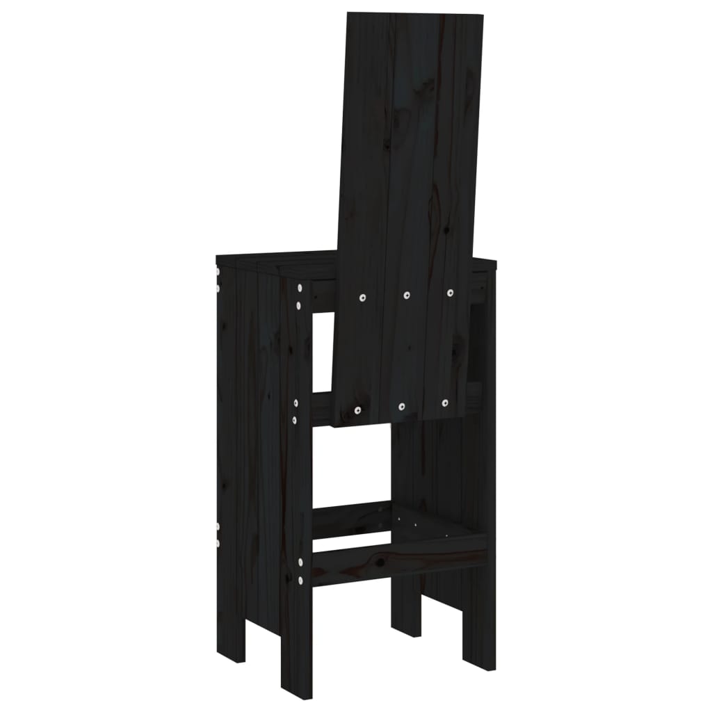 Bar stools 2 pcs black 40x42x120 cm solid pine wood
