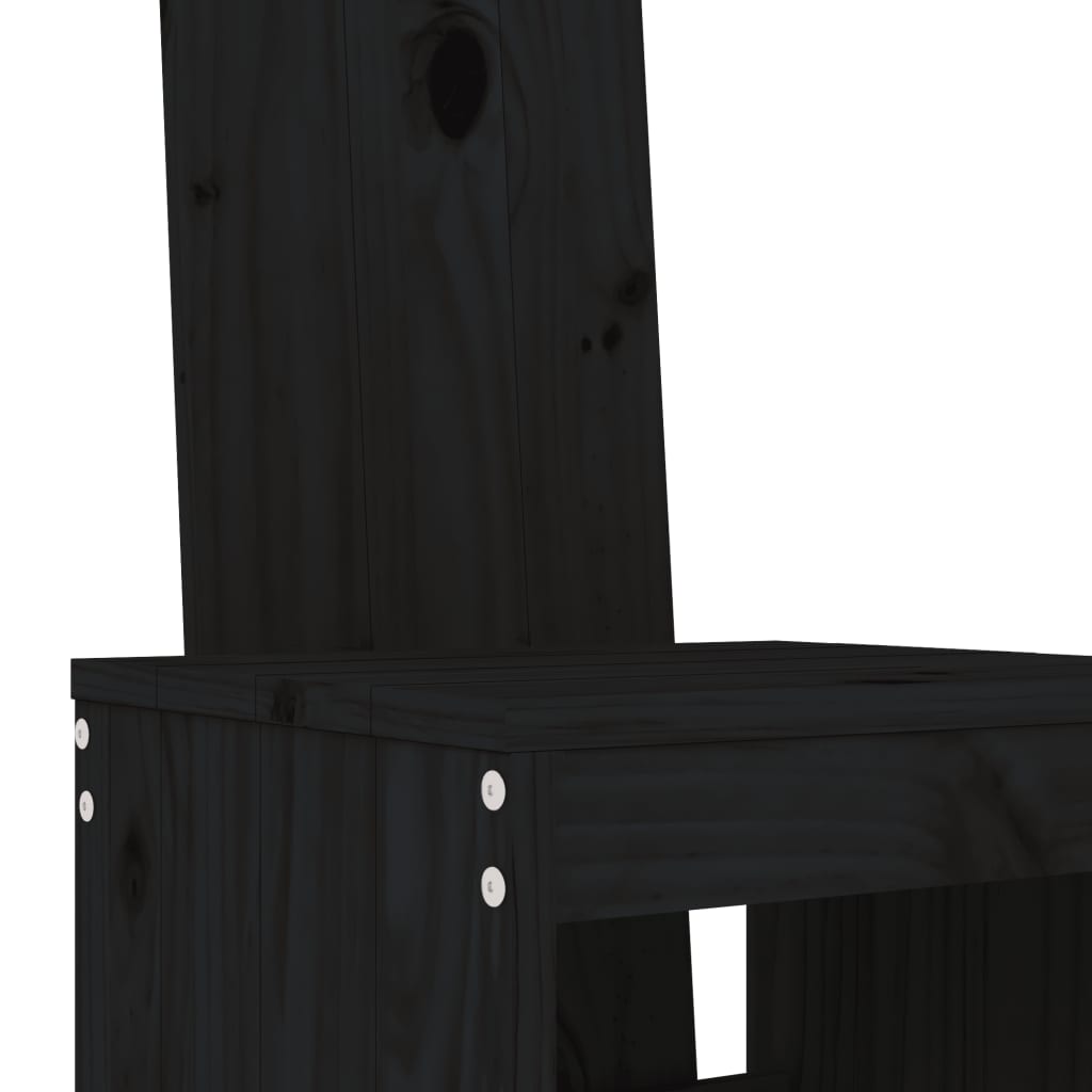 Bar stools 2 pcs black 40x42x120 cm solid pine wood