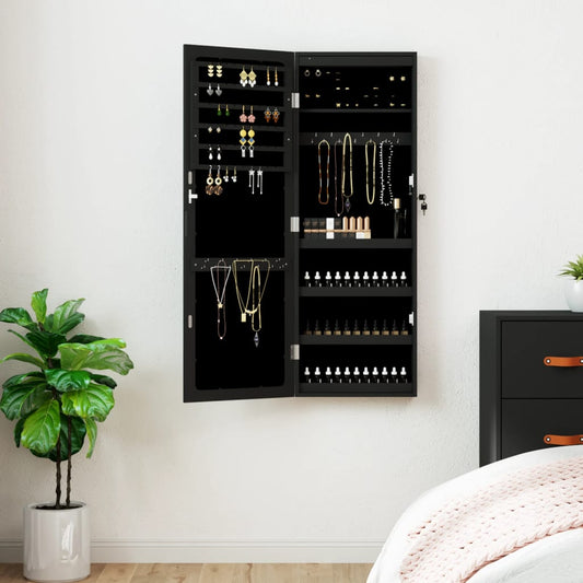 Mirror cabinet with LED lights wall mounted black