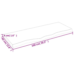 Table top 100x40x(2-4) cm untreated solid oak