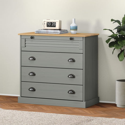 Chest of drawers VIGO grey 80x40x76 cm solid pine wood