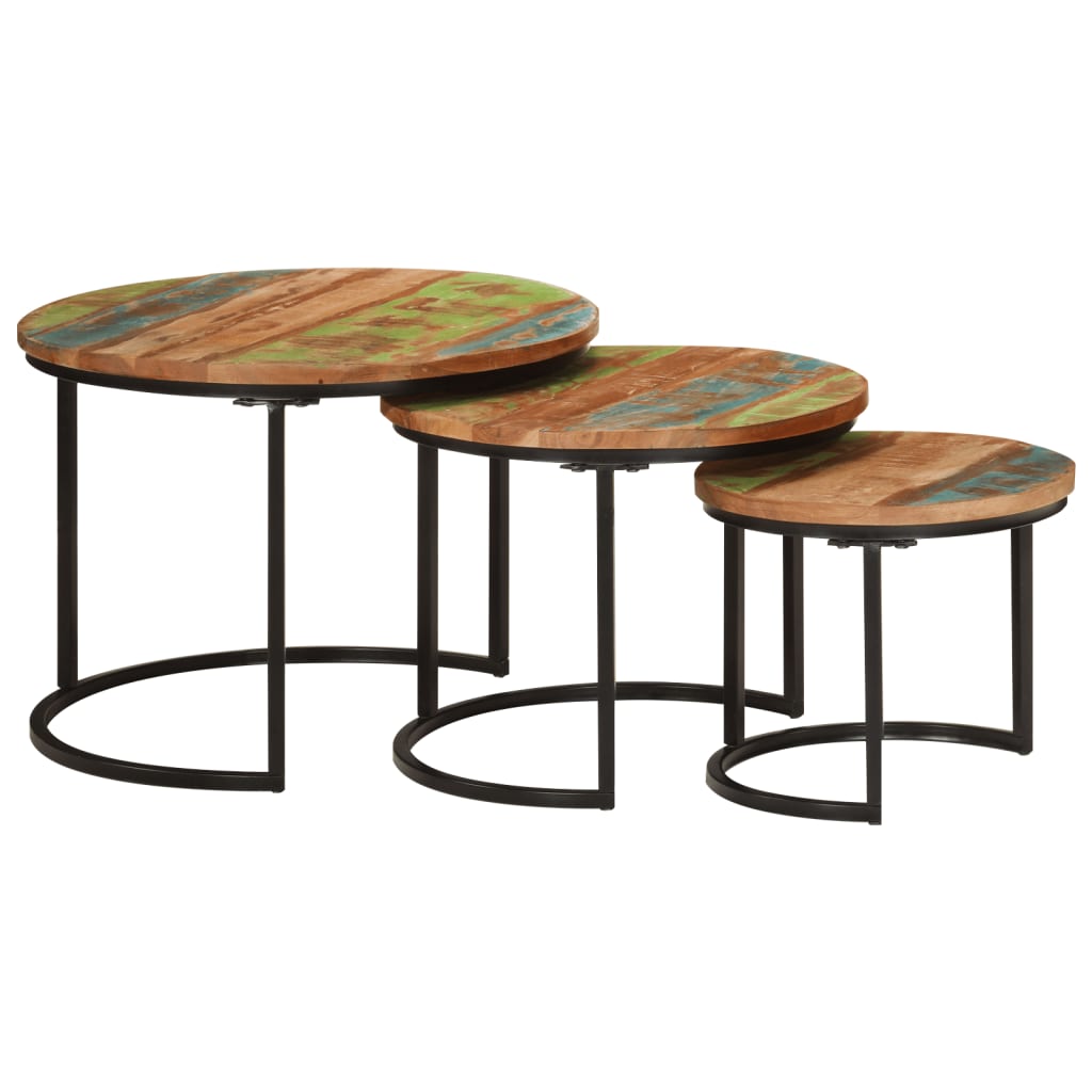Stacking table 3 pcs reclaimed solid wood