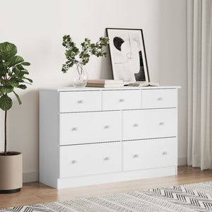Chest of drawers ALTA white 112x35x73 cm solid pine wood