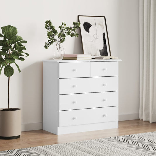 Chest of drawers ALTA white 77x35x73 cm solid pine wood