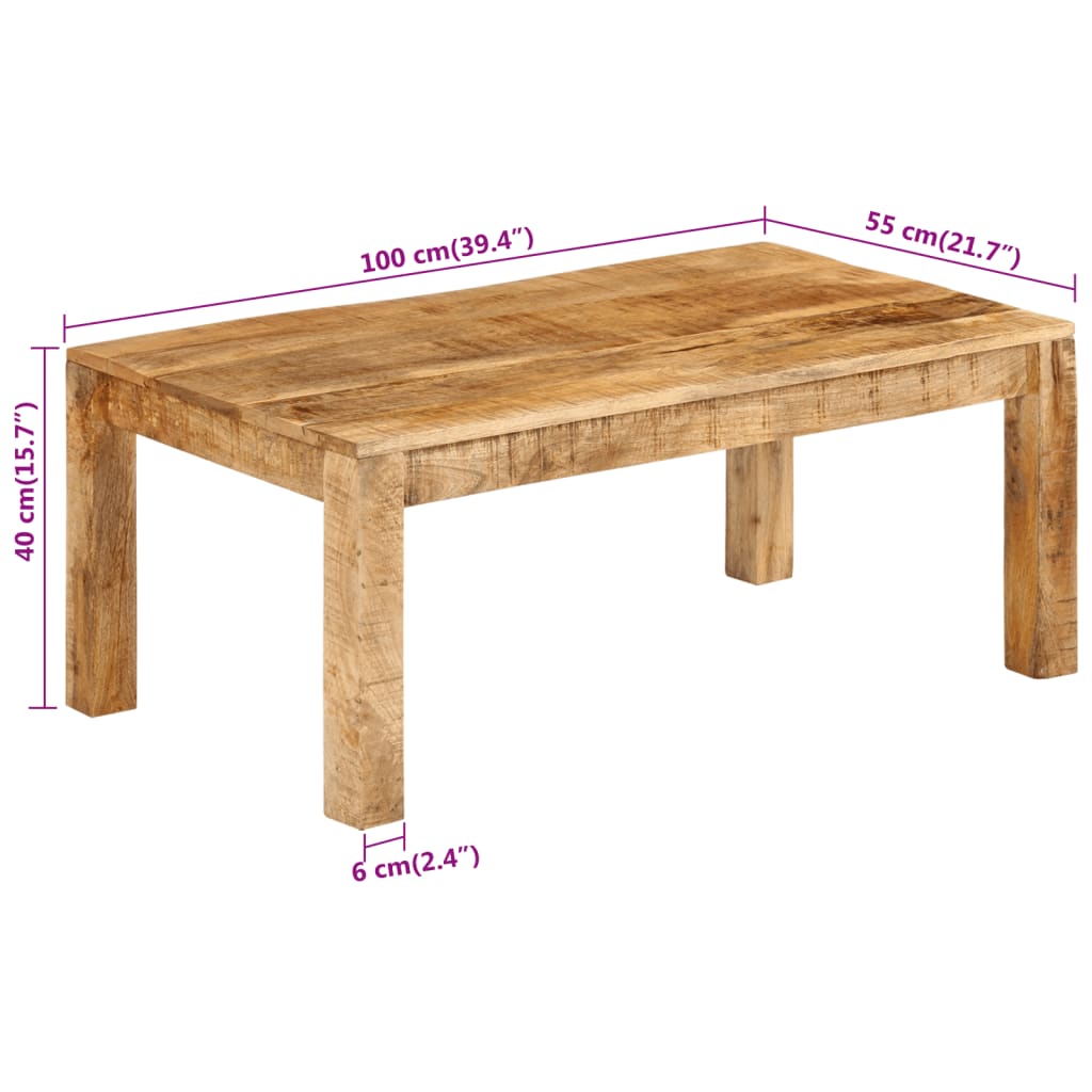 Coffee table 100x55x40 cm solid mango wood