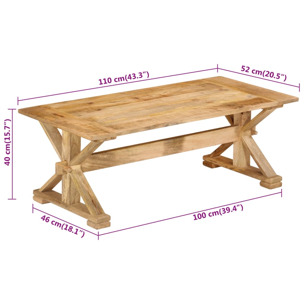 Coffee table 110x52x40 cm solid mango wood