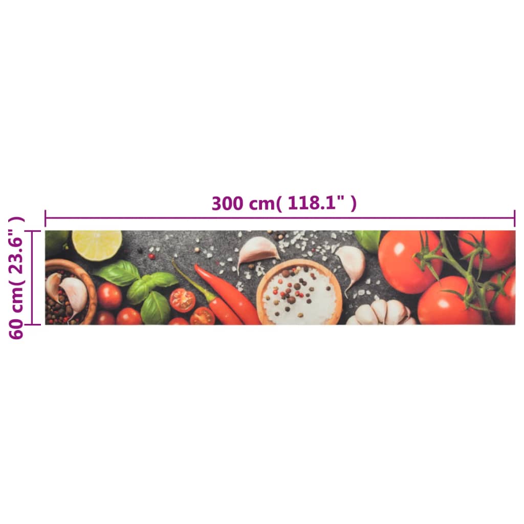 Kitchen rug washable vegetables 60x300 cm velvet
