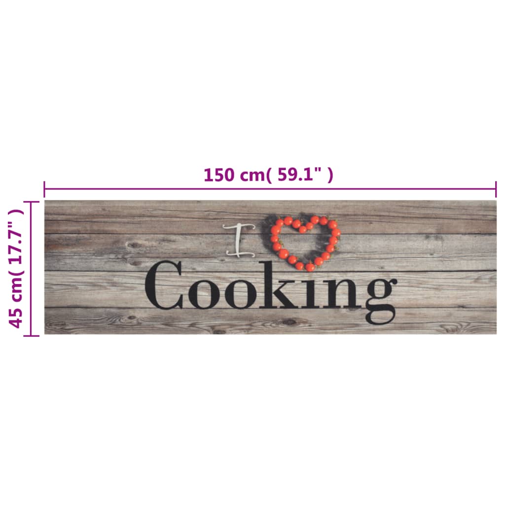 Kitchen rug washable cooking grey 45x150 cm velvet