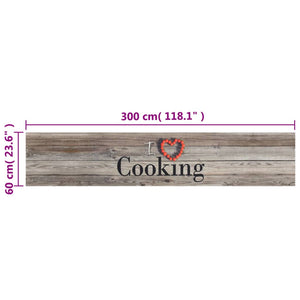 Kitchen rug washable Cooking grey 60x300 cm velvet