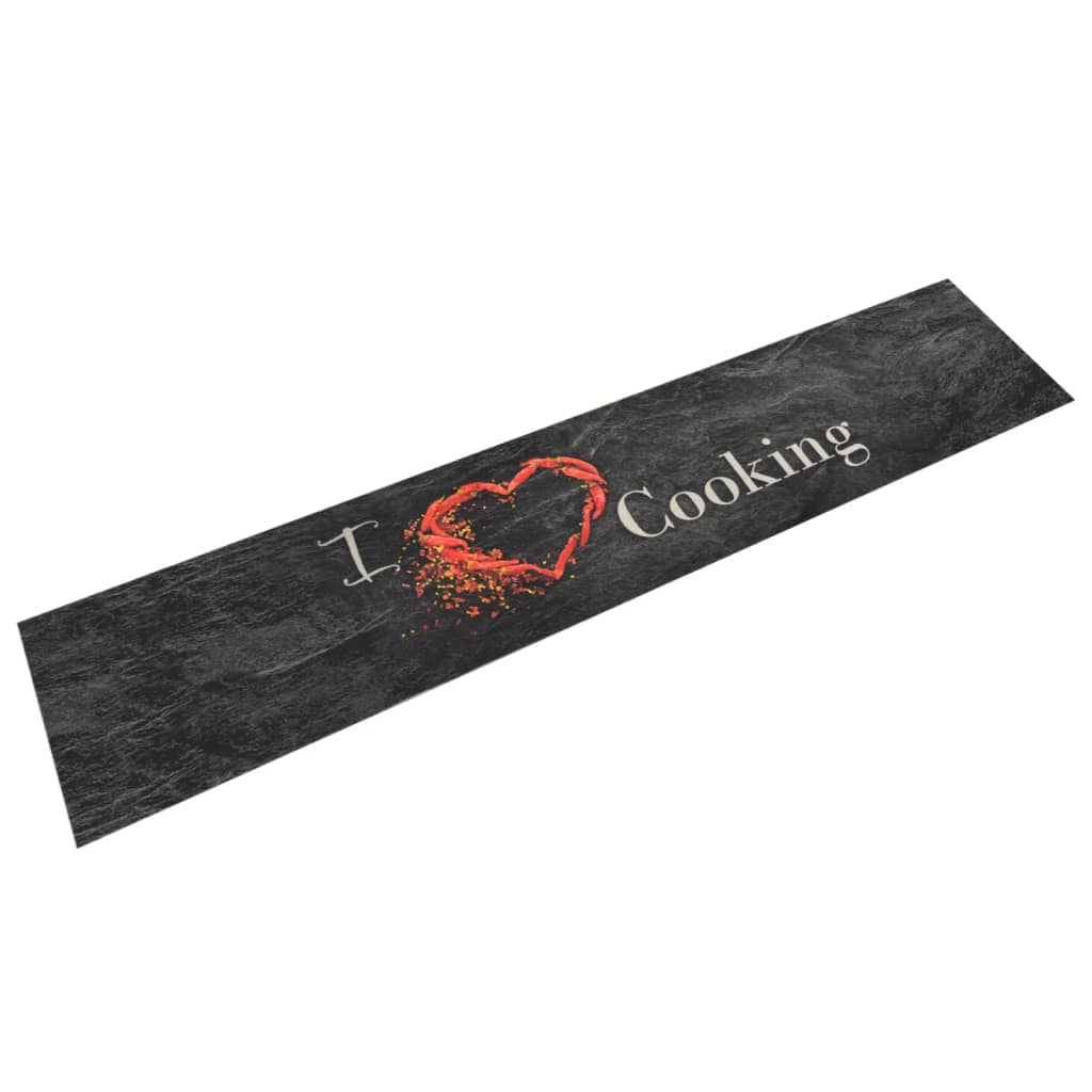 Kitchen rug washable Cooking black 60x300 cm velvet