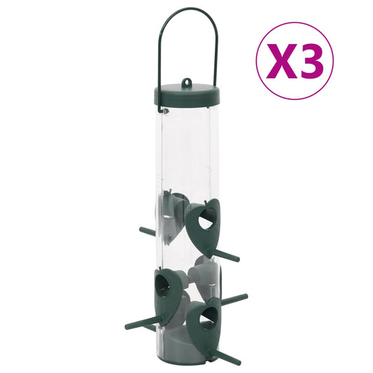 Bird feeders 3 pcs dark green 17x17x32 cm