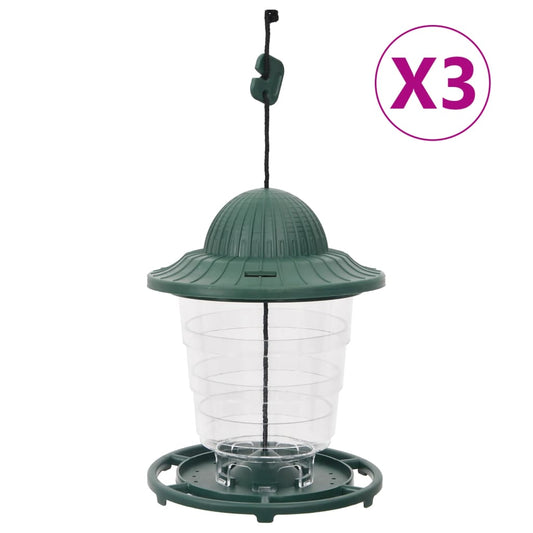 Bird feeders 3 pcs dark green 13x13x17 cm