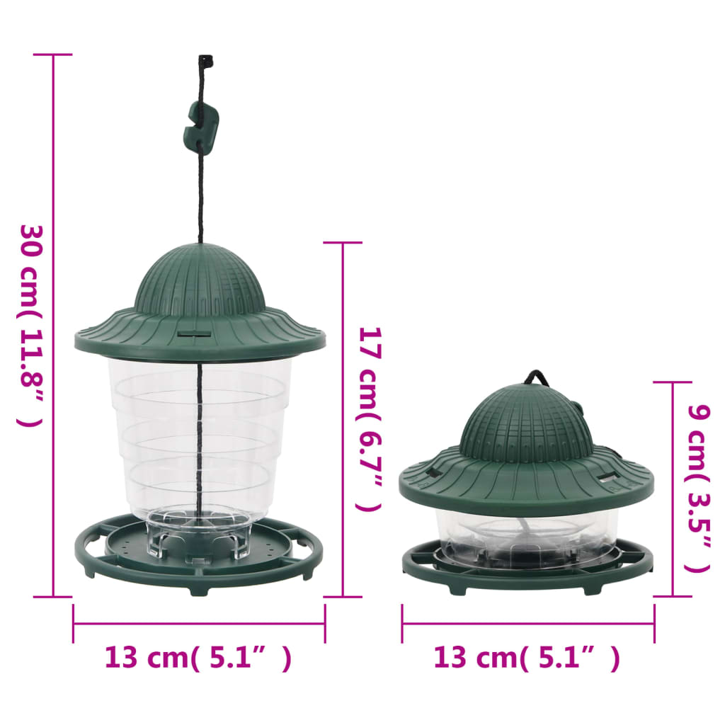 Bird feeders 3 pcs dark green 13x13x17 cm