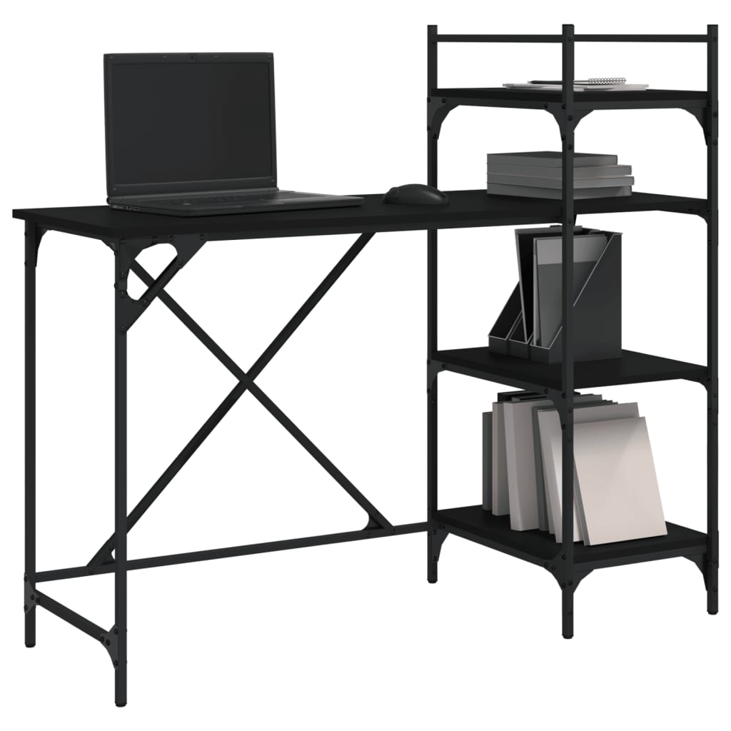 Computer desk with shelves black 120x47x109 cm