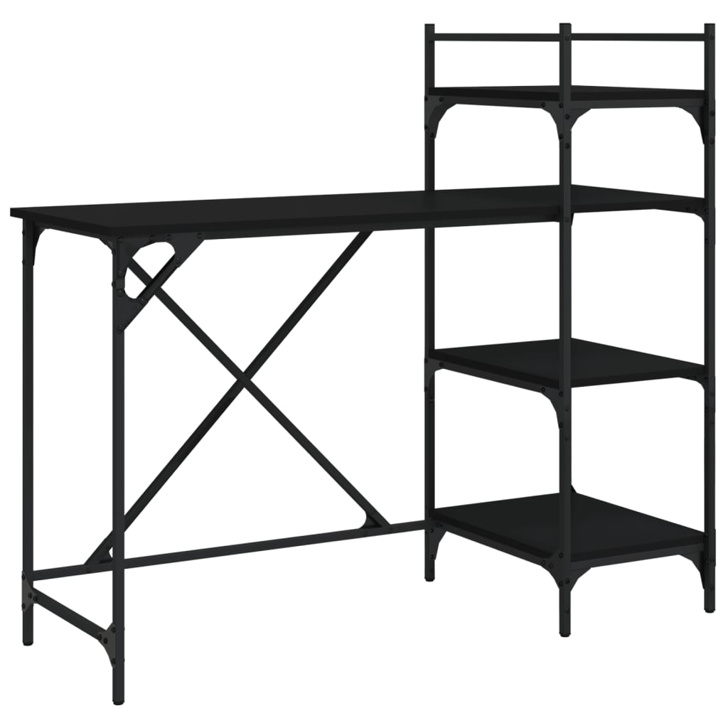 Computer desk with shelves black 120x47x109 cm