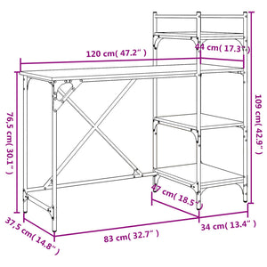 Computer desk with shelves black 120x47x109 cm