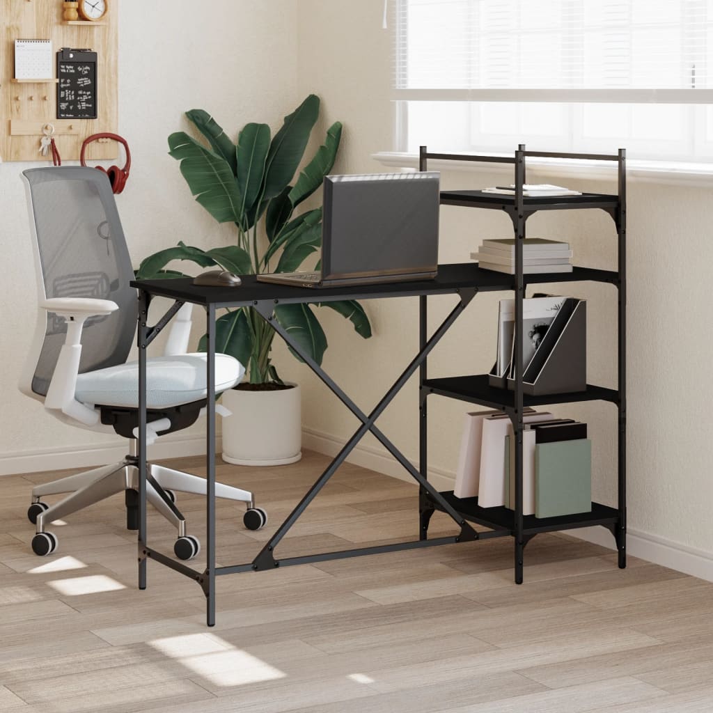 Computer desk with shelves black 120x47x109 cm