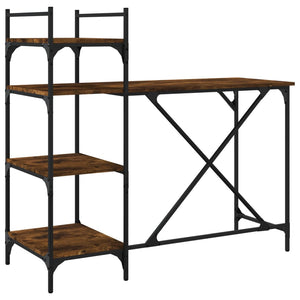 Computer desk with shelves smoked oak 120x47x109 cm