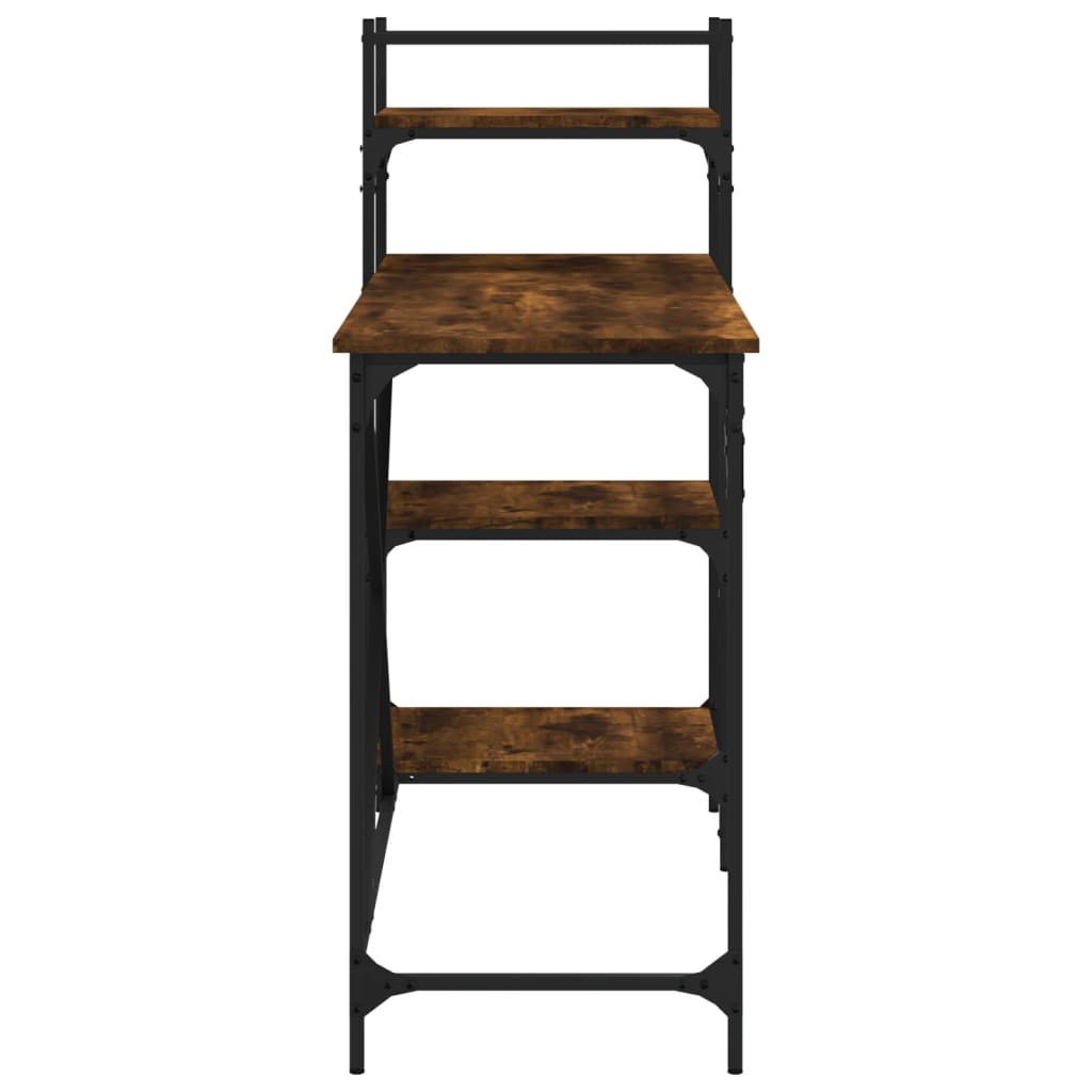 Computer desk with shelves smoked oak 120x47x109 cm
