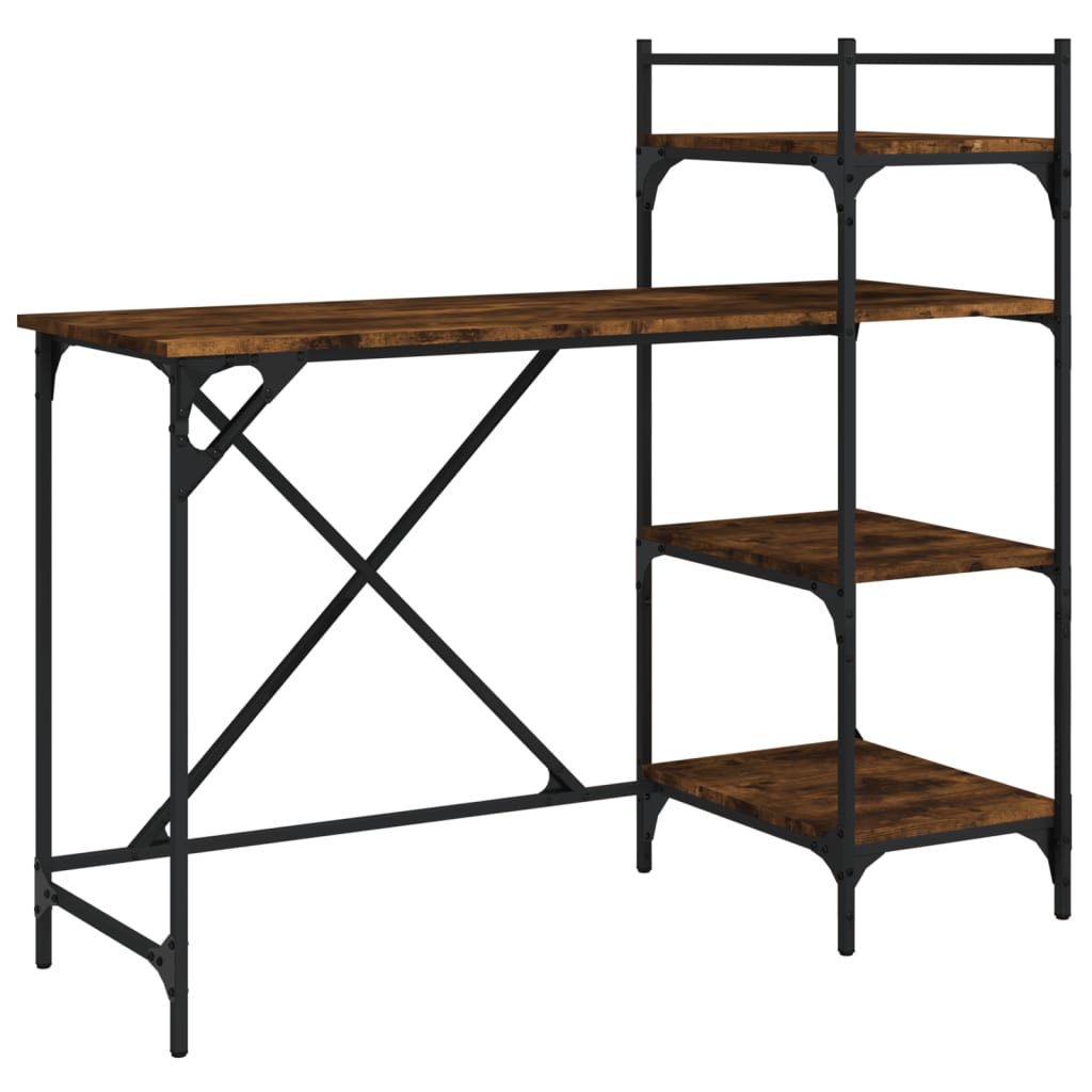Computer desk with shelves smoked oak 120x47x109 cm