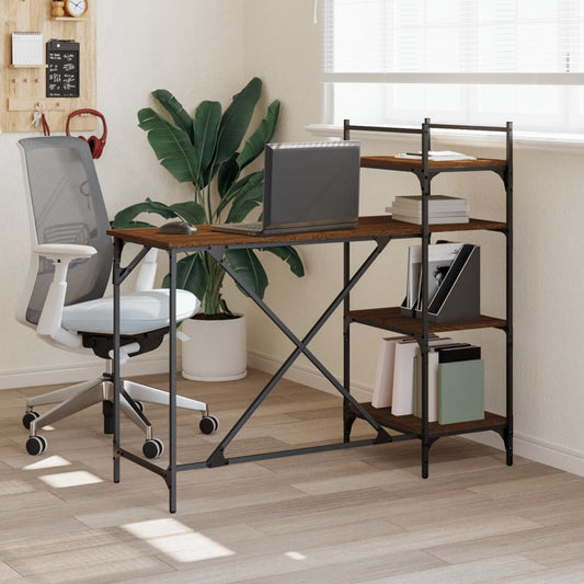 Computer desk with shelves brown oak 120x47x109 cm