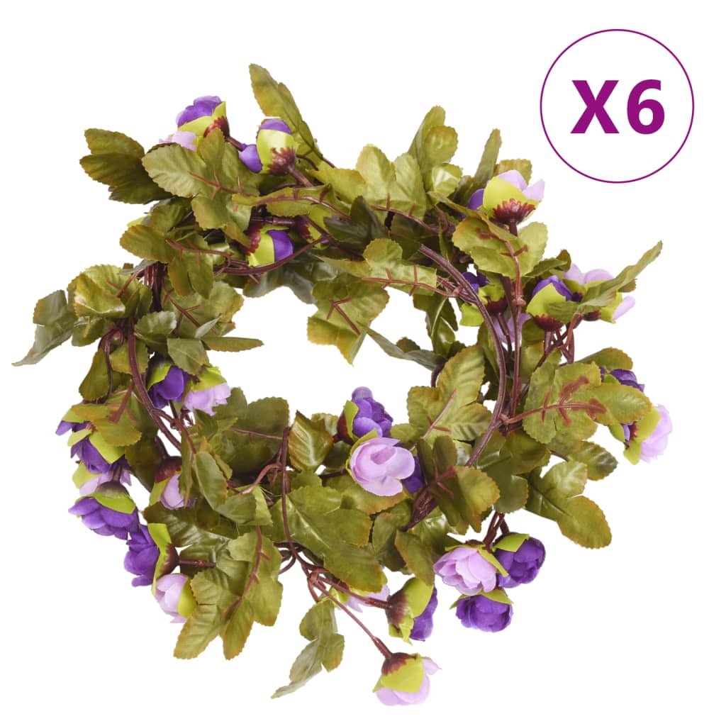 Flower wreaths for Christmas 6 pcs light purple 215 cm