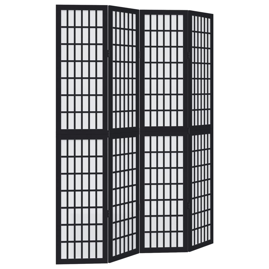 Room divider 4 panels black solid wood imperial wood