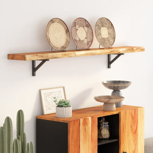 Vegghylle 180x20x2,5 cm rektangulær heltre akasie naturlig kant