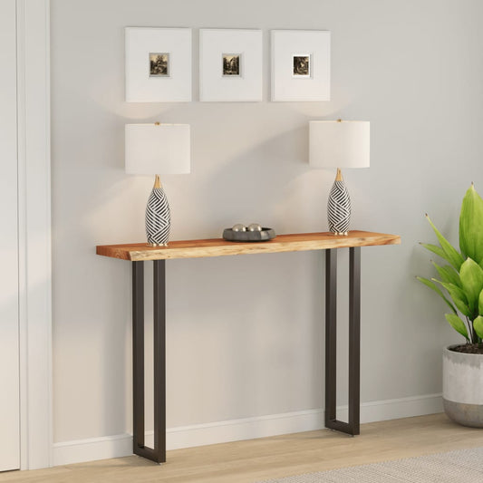 Vegghylle 140x30x3,8 cm rektangulær heltre akasie naturlig kant