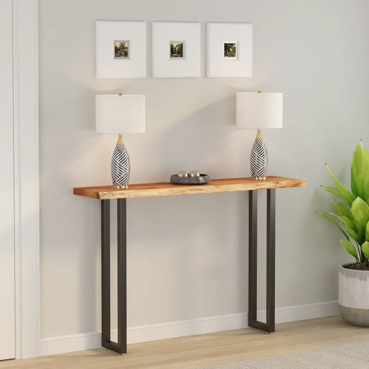 Vegghylle 180x30x3,8 cm rektangulær heltre akasie naturlig kant