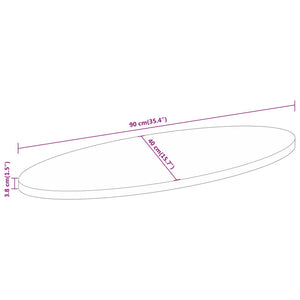 Bordplate 90x40x3,8 cm oval heltre akasie