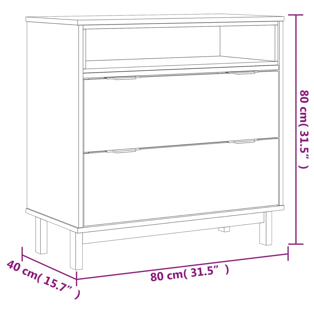 Chest of drawers FLAM 80x40x80 cm solid pine wood
