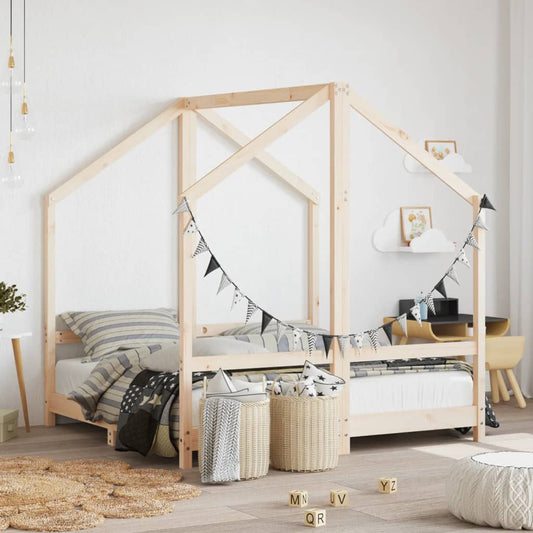 Children's bed frame 2x(70x140) cm solid pine wood