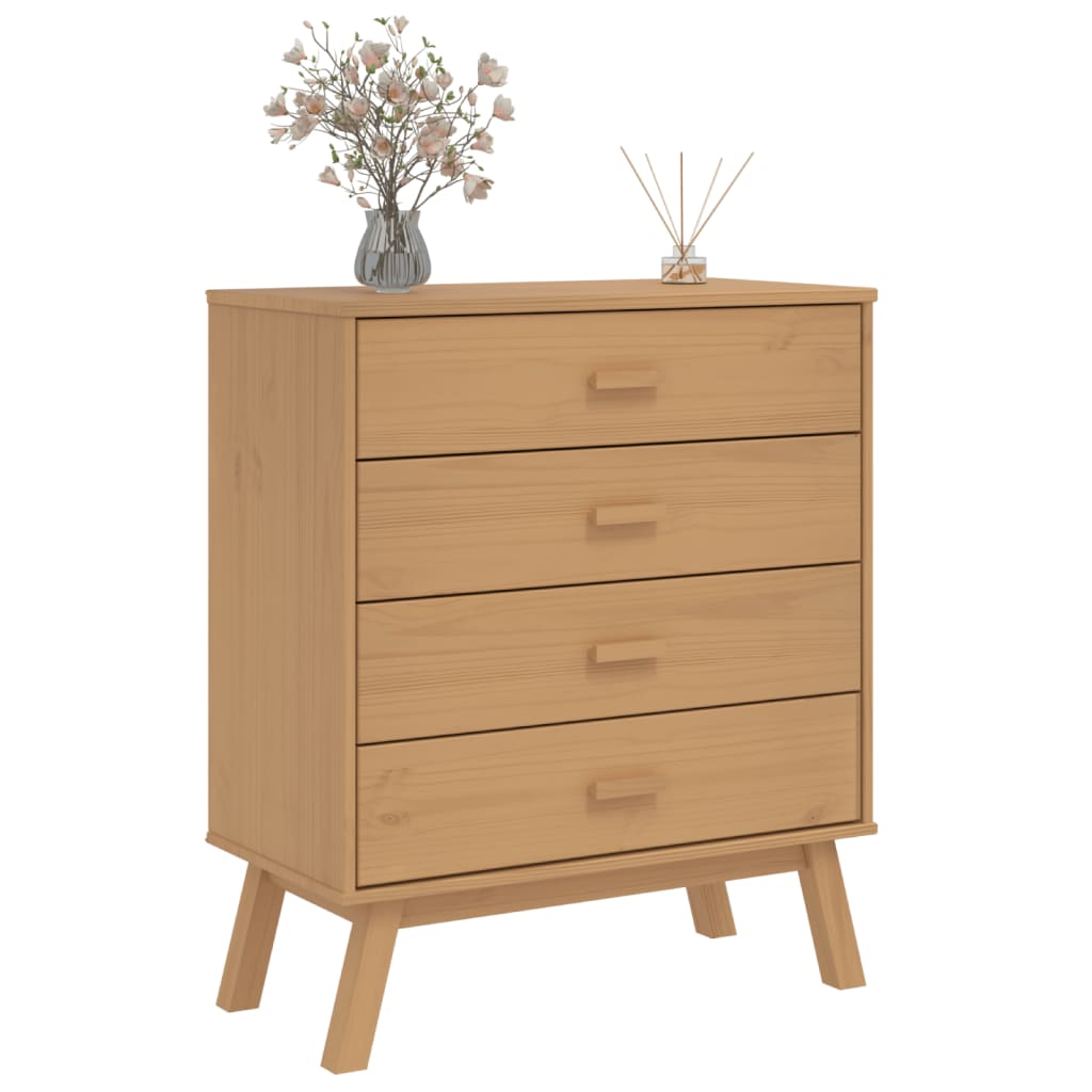 Chest of drawers OLDEN brown solid pine wood
