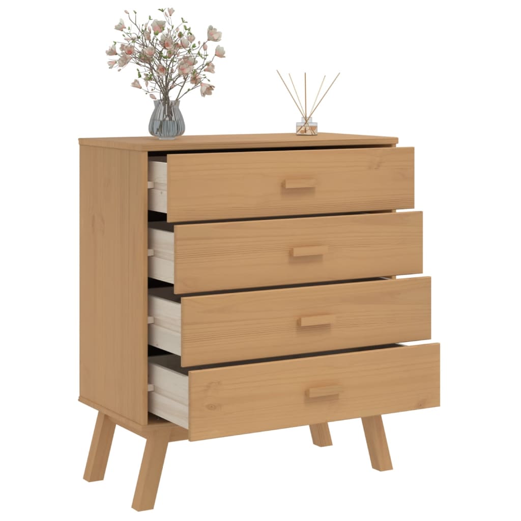 Chest of drawers OLDEN brown solid pine wood