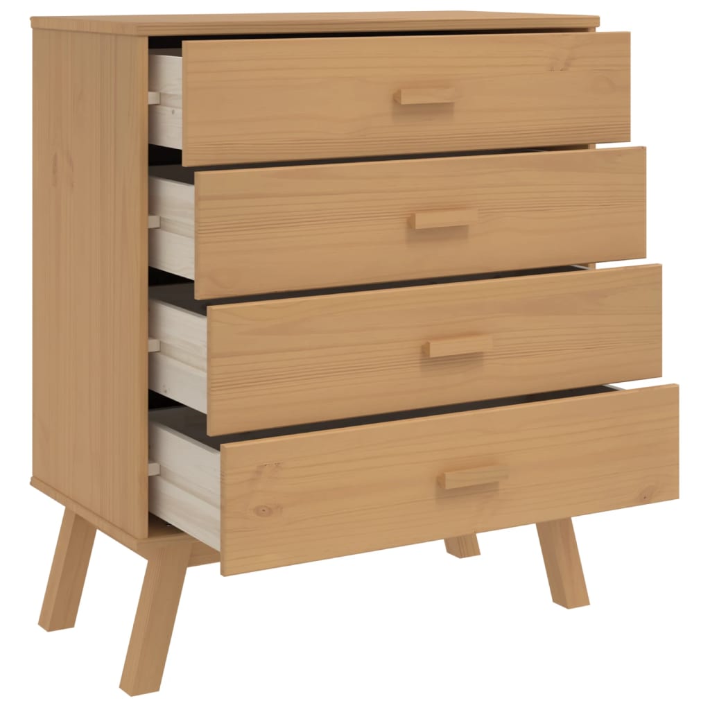 Chest of drawers OLDEN brown solid pine wood