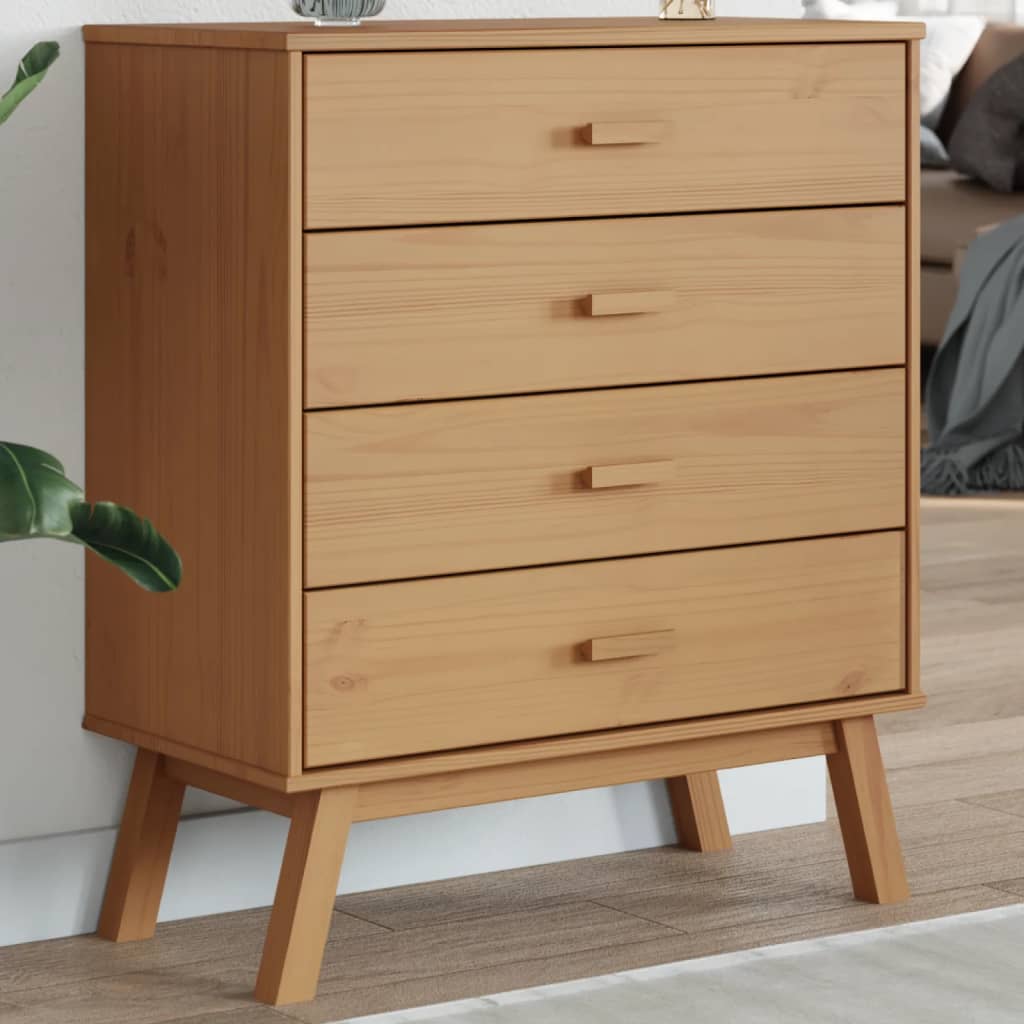 Chest of drawers OLDEN brown solid pine wood