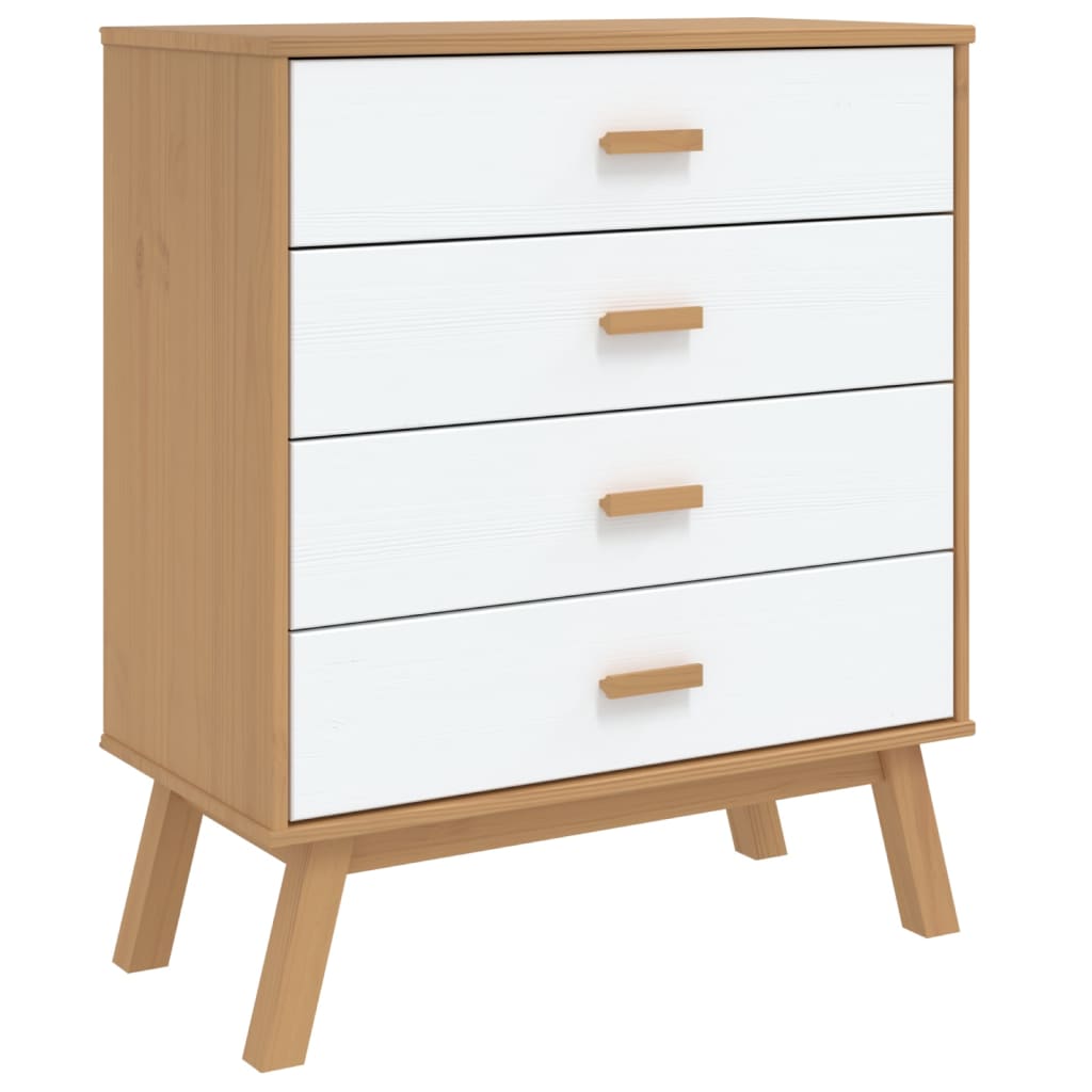 Chest of drawers OLDEN white and brown solid pine