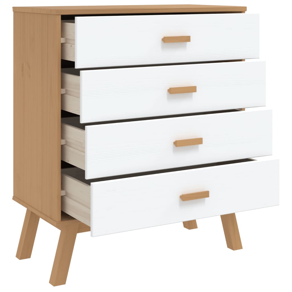 Chest of drawers OLDEN white and brown solid pine