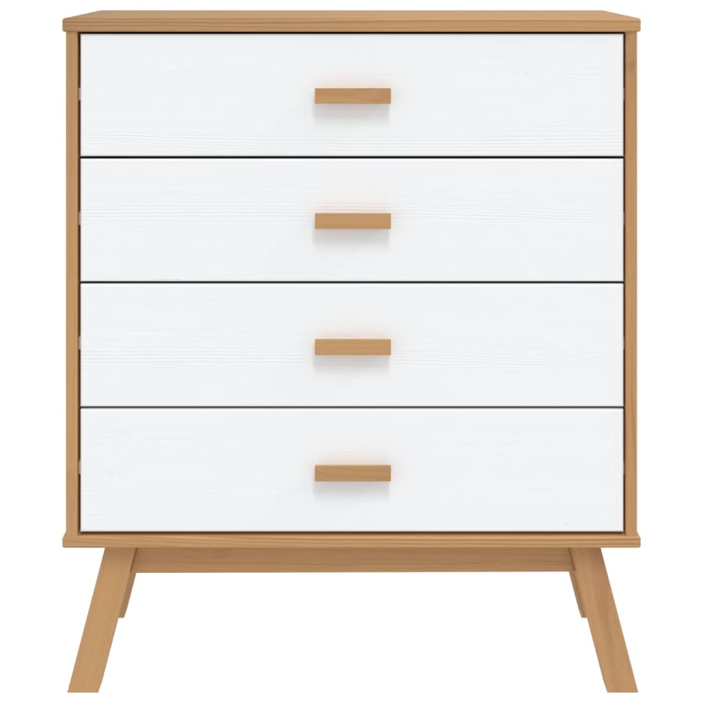Chest of drawers OLDEN white and brown solid pine