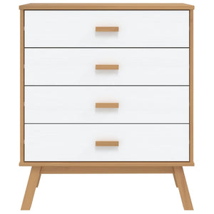 Chest of drawers OLDEN white and brown solid pine
