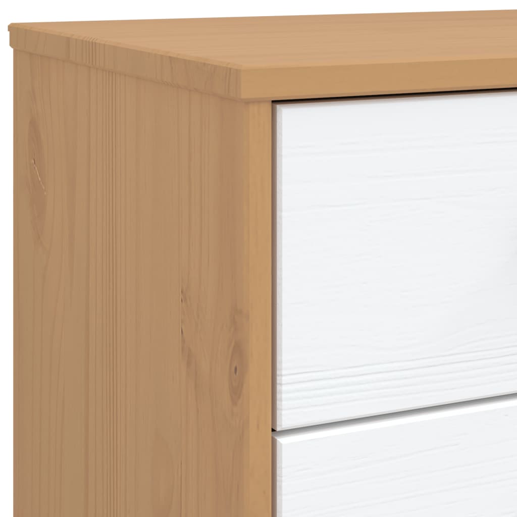 Chest of drawers OLDEN white and brown solid pine