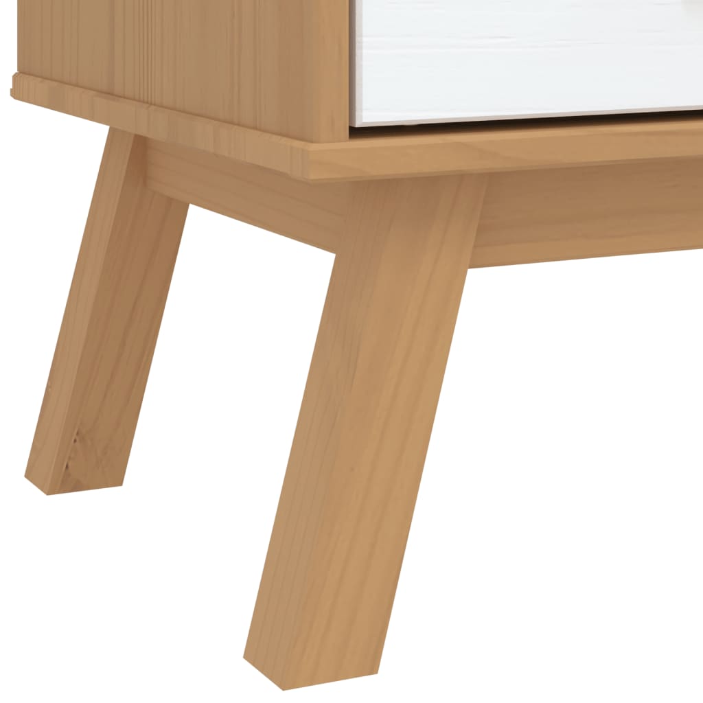 Chest of drawers OLDEN white and brown solid pine