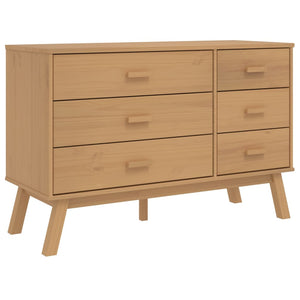 Chest of drawers OLDEN brown solid pine wood
