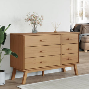 Chest of drawers OLDEN brown solid pine wood