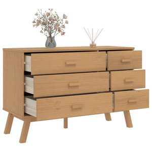 Chest of drawers OLDEN brown solid pine wood